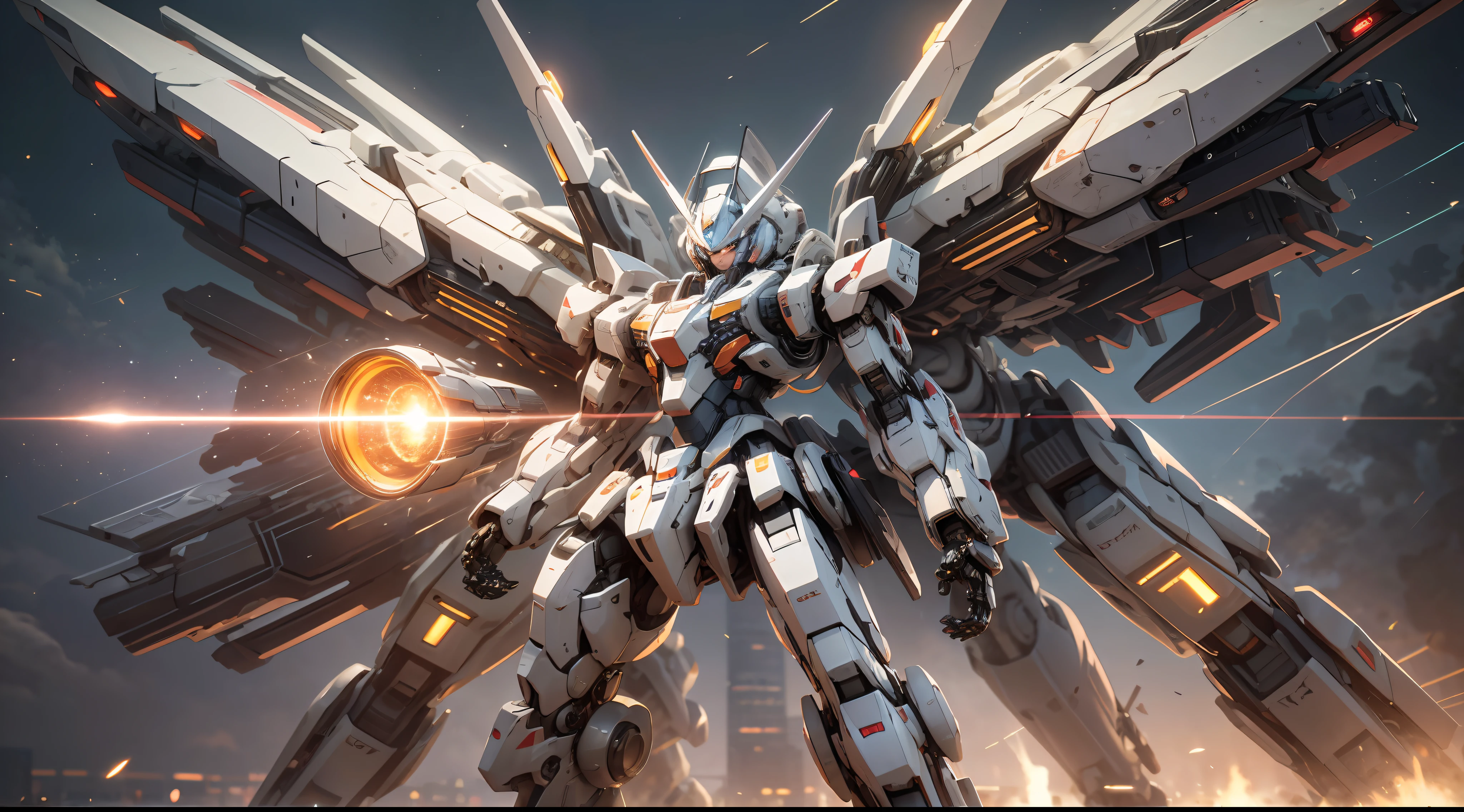 ((Melhor qualidade)), ((obra de arte)), (altamente detalhado:1.3), 3D, prette,(Ciberpunk:1.2) ,In space,Nuvem estelar,containment_arma,(1Mecha feminina:1.3),facing the public,brilhante light olhos,lesbian full body,(are flying,Mergulhe,and that,and thatmic blur:1.4),(enormes asas de mecha:1.6),Olho para cima,brilhante_olhoecha,in a panoramic view,the bottom is the earth,Nuvem estelar,space,particle,Realista,HDR(high-range dynamics)、Ray tracing、NVIDIA RTX、Hyper-resolution、illusory 5、Subsurface Dispersion、Textura PBR、post-proces、Filtragem de Anisotropia、profundidade de campoaximum definition and sharpness,Texturas de muitas camadaapas Albedo e Especulares、surface shading、Accurately simulate interactions between lightweight materials、perfectly proportioned、octane rendering、two tone lighting、grande abertura、ISO baixo、White balance、the rule of thirds、8k cru、High-efficiency subpixels,subpixel convolution,A red Gundam mech Susa Warrior mech with a pair of giant mechanical wings on its back, AI, mirai, Sucesso de bilheteria, acima, mecanismo de batalha, metallic textureecha Animation, portable laser cannon, particles de chama, Luminous particle, seguro, lente olho de peixe, medium lens, lesbian full body, lesbian full body, Arte 3D, 3Drendering, Modelo 3D, realisticamente, super detalhamento, motor virtual, ultra-high resolution, long distance,Megapixels,Dynamic and expressive animated GIF style, cereja, grade, HDR,32k, cinematic lighting, Semi-iluminado, luz natural suave, octane rendering, illuminated studio, Global illumination, accent lighting, Incandescent Lighting, with light brilhante, Optics, baleado de longe, Luminous particle, Estruturas altas, Cidade, 8k
