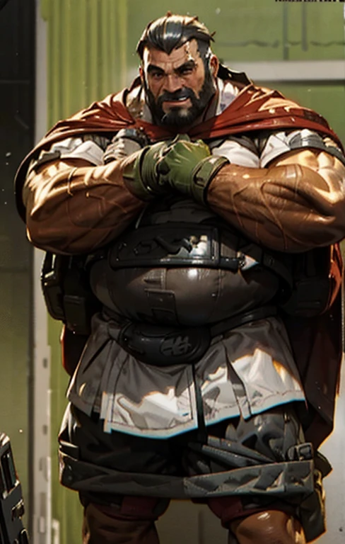 Just plump, chubby, extremely thick thighs, large belly,(capa de revista), texto destaque inferior alto, com texto inferior baixo, news texts on the right side , Sozinho, 1 caminhoneiro, (Enorme velho musculoso como boxeador , vestindo shorts, e regata) (cabelo curto, Cor de cabelo em 2 tons, cores de cabelo em dois tons, Cor vermelha e branca do cabelo), peitoral, tamanho muscular anormal, very large muscle, tamanho absurdamente muscular, huge peitoral, wide peitoral, cabelo branco curto, barbudo curto, fundo simples, obra de arte, Altamente detalhado, 8k, high resolution, --estilo 250, -- v 6.0
