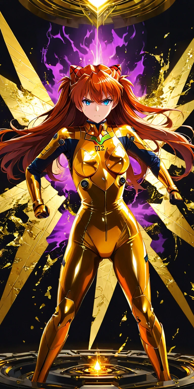 diy16,Masterpiece,4k,illustration style,best lighting,depth of field,((asuka langley shikinami)),gold foil eva armor,intense battle scene,glowing eyes,dynamic pose,mid-attack,gold and red accents,gold foil throne room,regal attire,commanding presence,intricate gold patterns,serene expression,gold foil training suit,dynamic action shots,intense focus,sweat detailing,gold and black color scheme,golden chamber,reflective mood,gold foil walls reflecting her image,soft lighting,contemplative stance,gold foil eva suit,competitive stance,mid-challenge,determined face,gold and blue energy effects,gold foil backdrop,emotional breakdown,tears and determination,gold and crimson visual theme,gold foil command center,focused on strategy,maps and screens,gold and green interface,gold foil eva armor,standing tall,confident posture,gold and purple aura,symbolizing pride,gold foil environment,inner conflict,dual expressions,gold and dark blue contrasts,gold foil eva suit,facing an angel,dramatic lighting,gold and white energy bursts,gold foil leadership attire,leading a team,commanding gesture,gold and silver detailing,gold foil representation of German and American flags,proud stance,cultural symbols,gold and black design,gold foil plug suit,interacting with technology,futuristic interface,gold and cyan lighting,gold foil athletic wear,mid-exercise,dynamic pose,gold and orange energy,gold foil armor,emotional vulnerability,protective stance,gold and teal highlights,gold foil eva suit,determined face,ready for battle,gold and magenta energy fields,gold foil environment,showcasing inner strength,strong gaze,gold and violet ambiance,gold foil war room,planning an attack,focused expression,gold and silver maps,gold foil eva suit,victorious pose,joyful expression,gold and pink celebration,gold foil mirror,introspective look,reflecting on past battles,gold and silver detailing