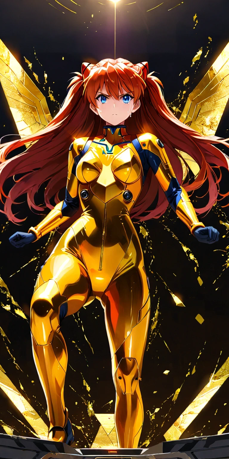 diy16,Masterpiece,4k,illustration style,best lighting,depth of field,((asuka langley shikinami)),gold foil eva armor,intense battle scene,glowing eyes,dynamic pose,mid-attack,gold and red accents,gold foil throne room,regal attire,commanding presence,intricate gold patterns,serene expression,gold foil training suit,dynamic action shots,intense focus,sweat detailing,gold and black color scheme,golden chamber,reflective mood,gold foil walls reflecting her image,soft lighting,contemplative stance,gold foil eva suit,competitive stance,mid-challenge,determined face,gold and blue energy effects,gold foil backdrop,emotional breakdown,tears and determination,gold and crimson visual theme,gold foil command center,focused on strategy,maps and screens,gold and green interface,gold foil eva armor,standing tall,confident posture,gold and purple aura,symbolizing pride,gold foil environment,inner conflict,dual expressions,gold and dark blue contrasts,gold foil eva suit,facing an angel,dramatic lighting,gold and white energy bursts,gold foil leadership attire,leading a team,commanding gesture,gold and silver detailing,gold foil representation of German and American flags,proud stance,cultural symbols,gold and black design,gold foil plug suit,interacting with technology,futuristic interface,gold and cyan lighting,gold foil athletic wear,mid-exercise,dynamic pose,gold and orange energy,gold foil armor,emotional vulnerability,protective stance,gold and teal highlights,gold foil eva suit,determined face,ready for battle,gold and magenta energy fields,gold foil environment,showcasing inner strength,strong gaze,gold and violet ambiance,gold foil war room,planning an attack,focused expression,gold and silver maps,gold foil eva suit,victorious pose,joyful expression,gold and pink celebration,gold foil mirror,introspective look,reflecting on past battles,gold and silver detailing