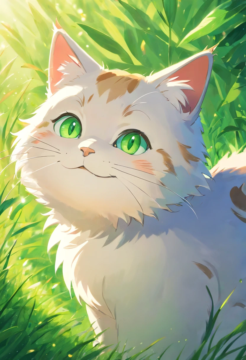 (best quality,4k,8k,highres,masterpiece:1.2),ultra-detailed,realistic,photorealistic,portraits,cat,smiling,enchanted,beautiful green eyes,fluffy fur,sparkling whiskers,mischievous expression,colorful background,magical atmosphere,ethereal lighting