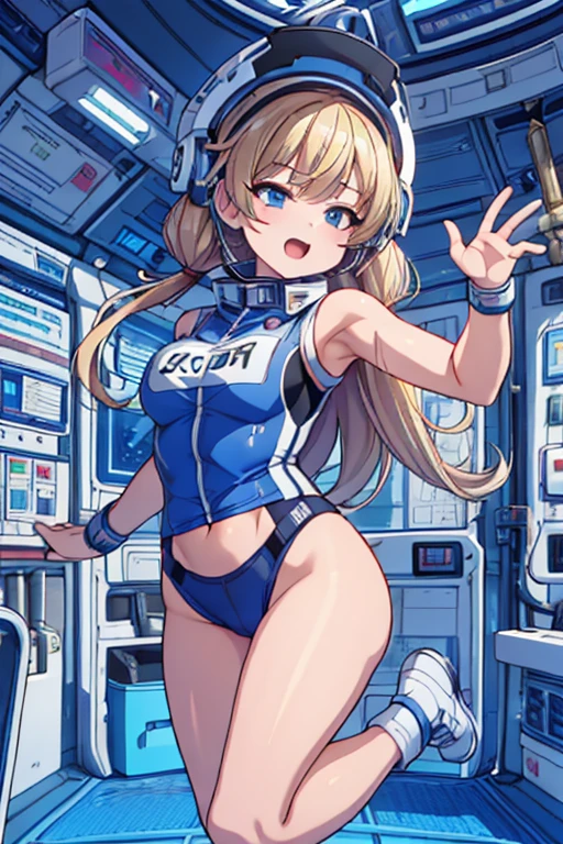 top-quality,Top image quality,in 8K,4K,masterpiece,ultra-detailliert,Beautiful,ultra-quality, best quality,high resolution, ultra-detailed,game cg,dutch angle,(acrobatic pose):5,jumping:5,(inside spacestation,)beautiful detailed eyes,five fingers,headphone,nsfw,a beauty girl,(astrovest):5,(track uniforms),wet,(steam:1.5),Running form,open open mouth,(blonde hair),(long hair):2,Navel,space_station_interior, exercise_room, futuristic, high_technology, zero_gravity_exercise_equipment, high_resolution_landscape, sleek_design, minimalistic, 8K_resolution, game_cg_style, Dutch_angle, detailed_character, track_uniform, perfect_running_form, intense_expression, detailed_eyes, determination, steam:1.5, beauty, strength, five_fingers, visible_navel, open_mouth, ultra_quality, high_resolution, ultra_detailed,astrovest