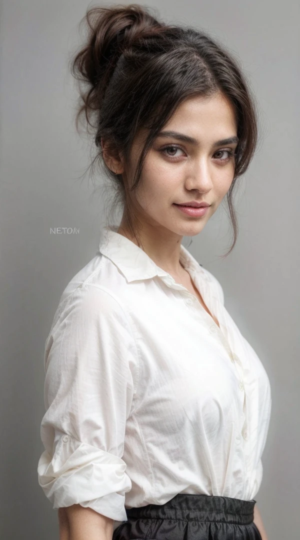south asian facial features. girl. Should look very beautiful. pretty. Highly detailed and hyper realistic. The skin texture should be highly detailed and extremely accurate. thick black hair and brown eyes. Face must be accurate. Highly detailed face and facial features. Extremely accurate representation of face and facial features. Face should be highly detailed and hyper realistic. Every thing from the body should be extremely perfect and realistic. hyper realistic. Skin texture is natural and realistic. Face is realistic and extremely detailed. Eyes are detailed and accurate. Highly accurate. eyes should be realistic and accurate. hyper detailed. perfect details. realistic proportions. hyper realistic skin texture. smiling. black eyes. eyes are black. Clothed. Hyper realistic and accurate