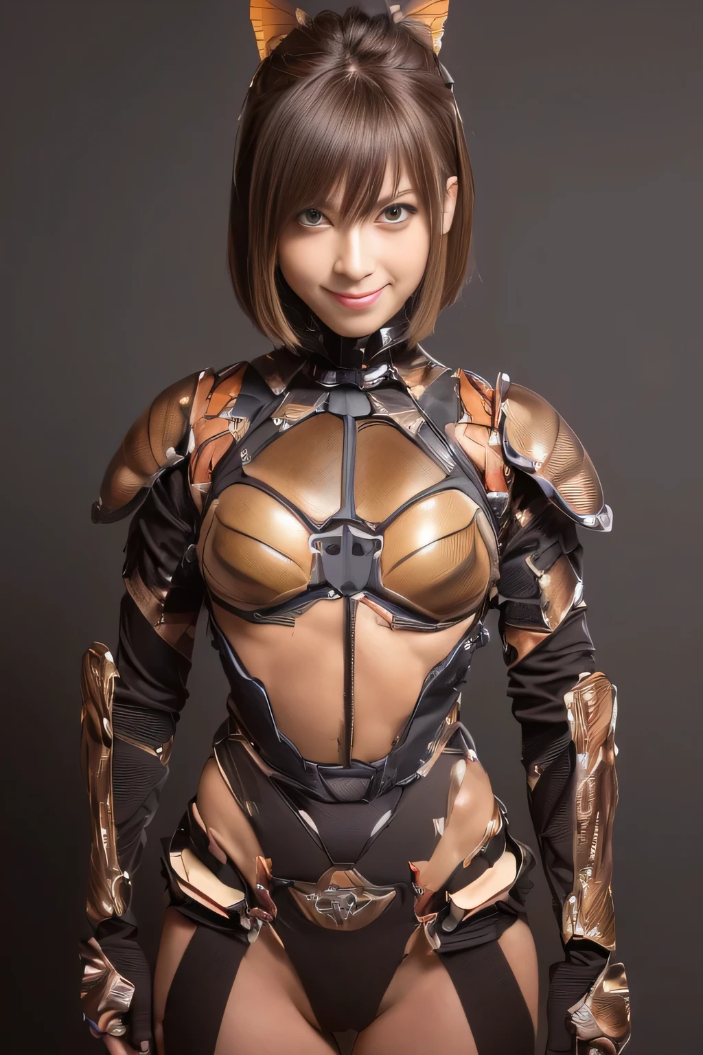 (high resolution,masterpiece,best quality,extremely detailed CG, anime, official art:1.4), realistic, photo, amazing fine details, all intricate, gloss and shiny,awesome many layers, 8k wall paper, 3d, sketch, kawaii, illustration,( solo:1.4), perfect female proportion,villainess, (fusion of dark brown cockroach and lady:1.4), (brown cockroach form lady:1.2), (brown cockroach lady:1.2), (fusion:1.2), (solo:1.4), (evil smile:1.2), muscular, abs, (cockroach brown exoskeleton bio insect suit:1.4), (cockroach brown exoskeleton bio insect armor:1.2), (brown transparency cockroach wing:1.4), (brown cockroach antennae:1.3),