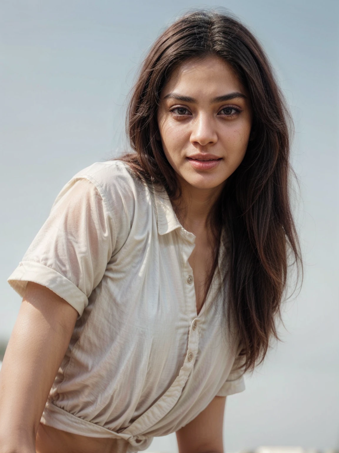south asian facial features. girl. Should look very beautiful. pretty. Highly detailed and hyper realistic. The skin texture should be highly detailed and extremely accurate. thick black hair and brown eyes. Face must be accurate. Highly detailed face and facial features. Extremely accurate representation of face and facial features. Face should be highly detailed and hyper realistic. Every thing from the body should be extremely perfect and realistic. hyper realistic. Skin texture is natural and realistic. Face is realistic and extremely detailed. Eyes are detailed and accurate. Highly accurate. eyes should be realistic and accurate. hyper detailed. perfect details. realistic proportions. hyper realistic skin texture. smiling. black eyes. eyes are black. Clothed. Hyper realistic and accurate