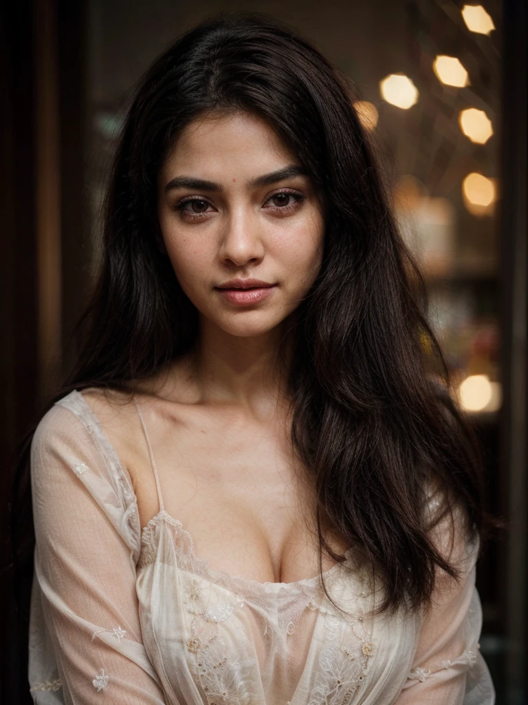 south asian facial features. girl. Should look very beautiful. pretty. Highly detailed and hyper realistic. The skin texture should be highly detailed and extremely accurate. thick black hair and brown eyes. Face must be accurate. Highly detailed face and facial features. Extremely accurate representation of face and facial features. Face should be highly detailed and hyper realistic. Every thing from the body should be extremely perfect and realistic. hyper realistic. Skin texture is natural and realistic. Face is realistic and extremely detailed. Eyes are detailed and accurate. Highly accurate. eyes should be realistic and accurate. hyper detailed. perfect details. realistic proportions. hyper realistic skin texture. smiling. black eyes. eyes are black. Clothed. Hyper realistic and accurate