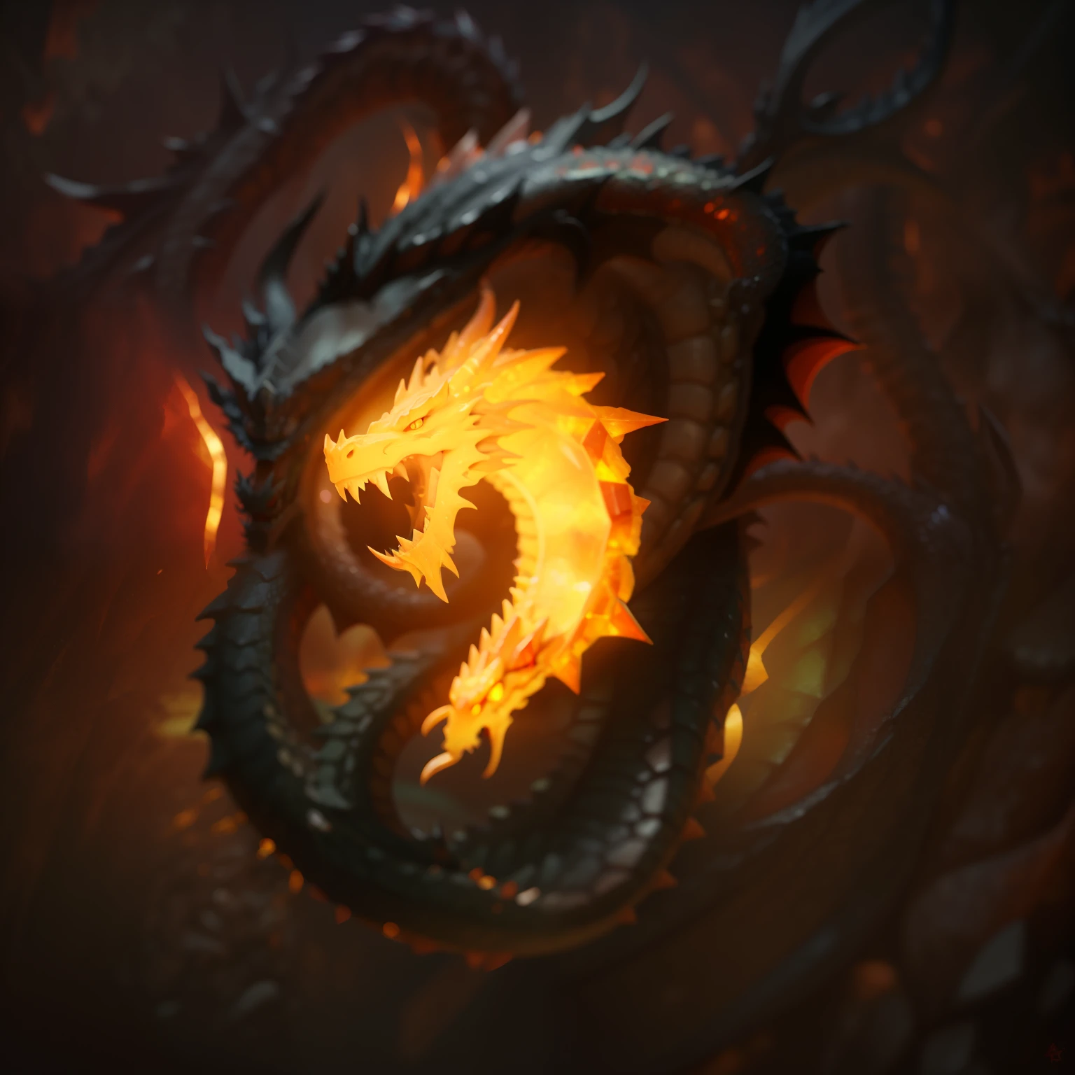 (dragon pattern,Dragon Brand:1.2)Fire Opal: A vibrant gem,Fiery red, tangerine, and flame-like. masterpiece, 8K, Perfect quality , actual,Super clear and detailed , Detailed background