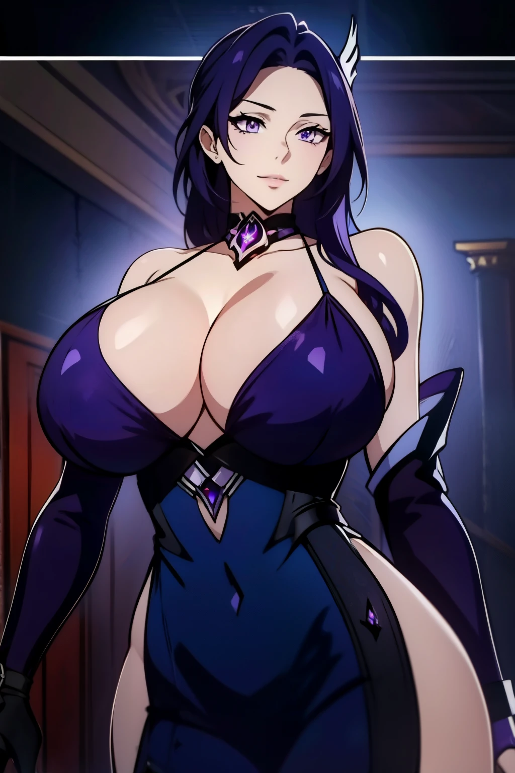An anime-style artwork depicting acheron from the game Honkai star rail.
Tags: acheronhsr, anime, detailed eyes, detailed lips, arabian dancer outfit, smiling expression, intense gaze, glowing emblem on hand, dynamic pose, mystical background, vibrant colors, digital art, high-resolution, professional quality, gigantic breasts, curvy, cowboy shot, (gigantic breasts: 1.4), (purple eyes: 1.4), (blue hair: 1.6), short hair