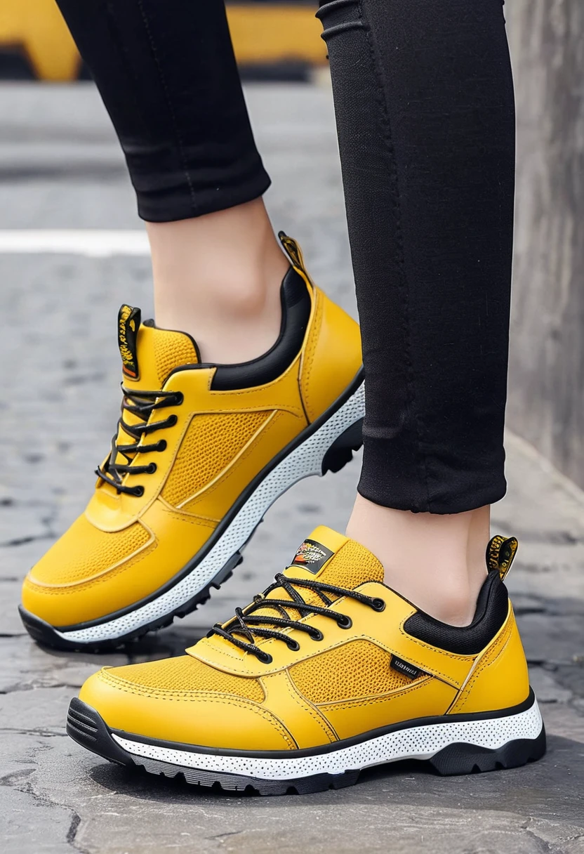 Paire de chaussures Dr Martens adaptés au running et a la course a pied, respirante et confortable, chaussure de sport, dark yellow