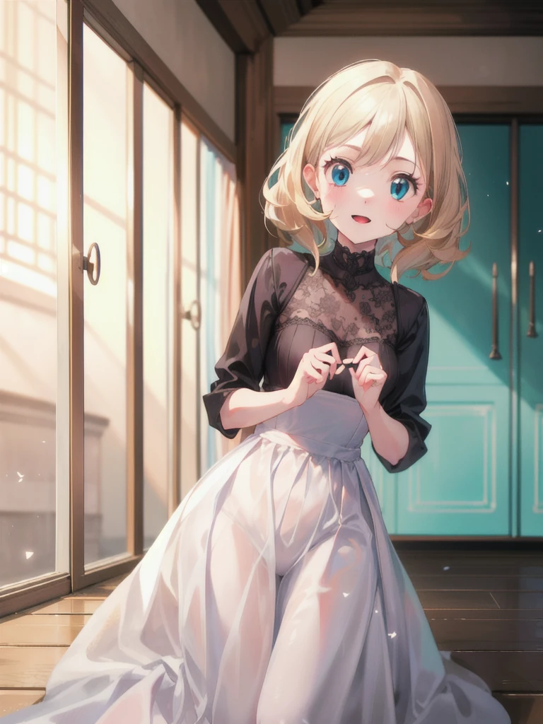 gonzarez, masterpiece, Serenaj, 1girl,l solo,
blue eyes, blonde hair, medium hair, open eyes , wedding outfit, cuteness, lovely