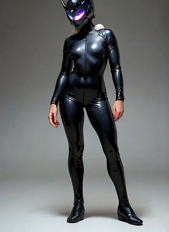 plush fur lined collar, perfect proportions, anatomically correct, (head to toe: 2.0), (full body image: 2.0), 1girls, solo, (Casshern: 1.6), extremely stylized, deviant art, masterpiece, highly detailed, bright eyes, ((wide hips)), detailed eyes, expressive detailed eyes, wide eyed, detailed pupils, futuristic, ((1950s scifi helmet)), ((pointy helmet)), Rubber Gloss, blush, (rubber skinsuit:1.4), fur lined white boots, blush, small breasts, lots of freckles, super textured detailed skin, entire body image, full body shot, nvinkpunk, professional photograph of alexander_skarsgard, tassles, large beads, navy blue orange and white, ((crouching)), cyberpunk, inkpunk