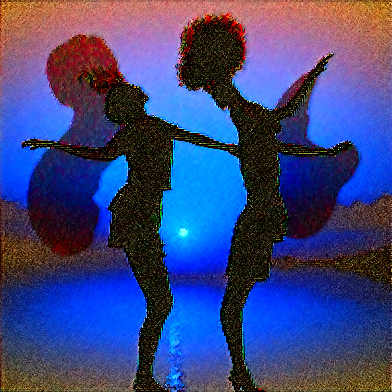 (masterpiece, best quality:1.2), ((1girl:2)), solo, standing_split,
Silhouette Art of 1girl, multiple exposure, sunset, enhance, intricate, (best quality, masterpiece, Representative work, official art, Professional, unity 8k wallpaper:1.3)