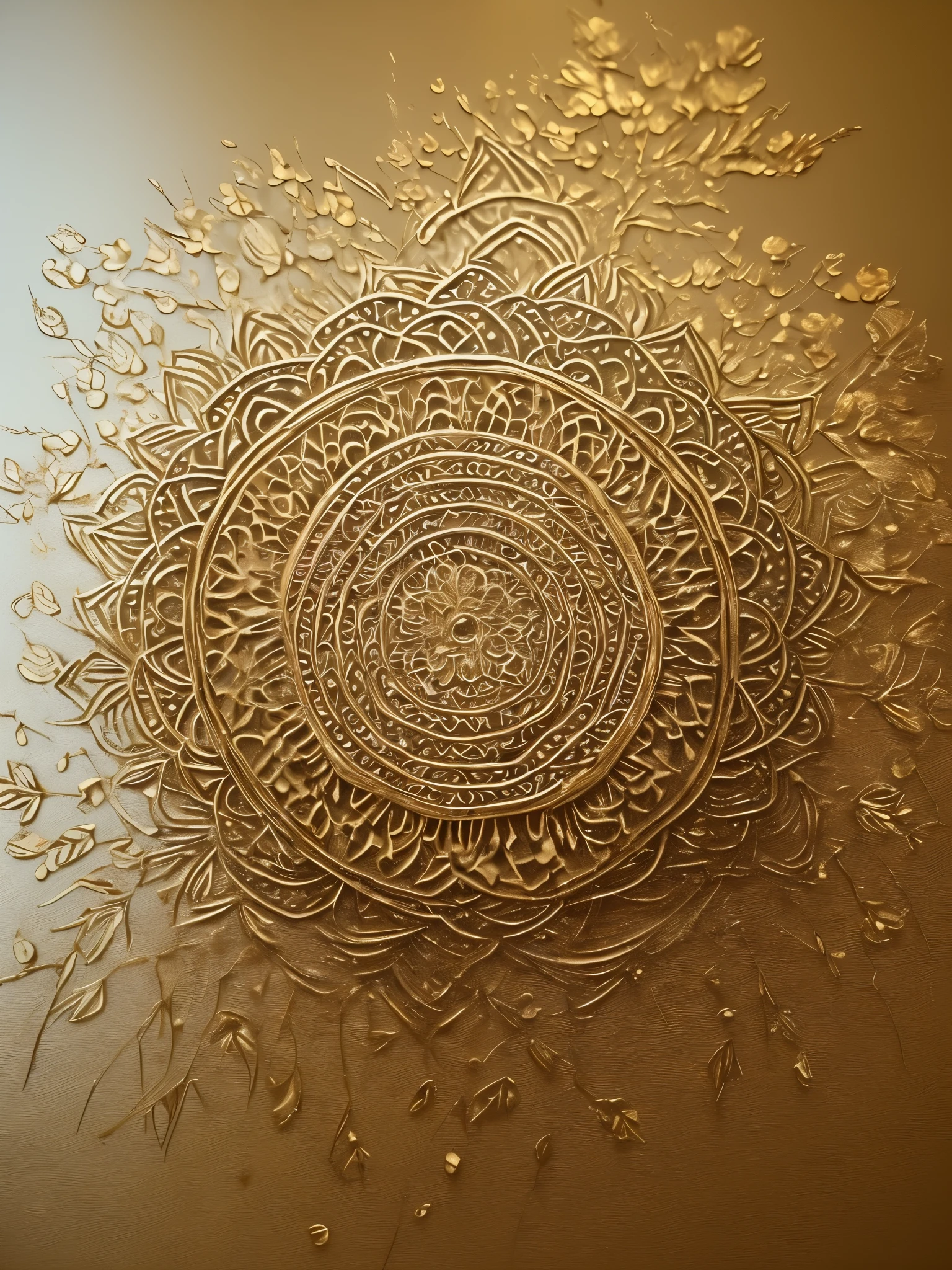 ((Gold Leaf Art:1.7)),((mandala, beautifully colored geometric style:1.5)),((Escena imaginativa)),((perfecto, meticulosamente detallado: 1.4)), ((tiro completo: 1.4)), ((Mejor calidad)), ( (obra maestra)), 3d, (Hiper detallado: 1.3), ( Fotorrealista: 1.4), ((frontal camera, Vista frontal)), 32k.