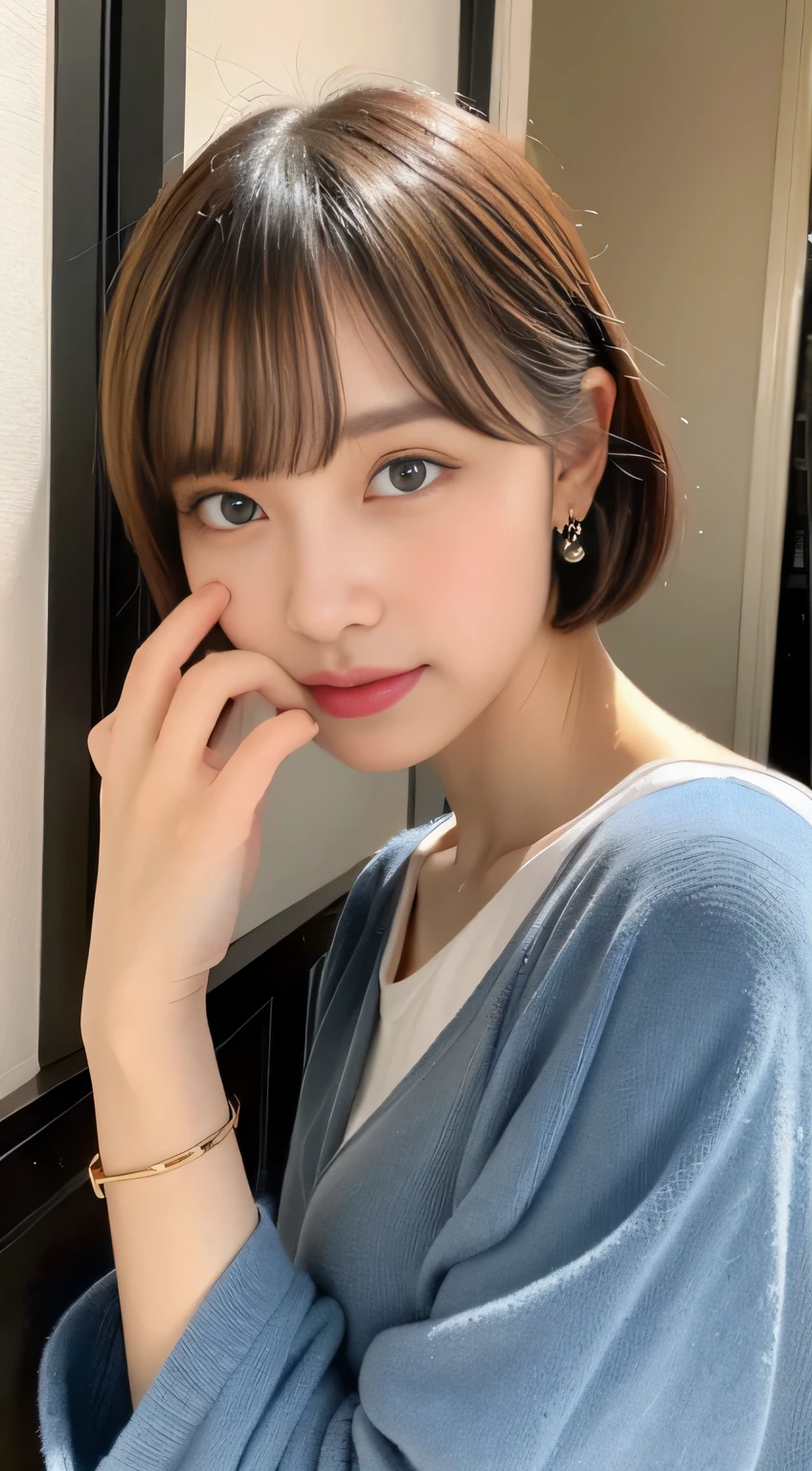 (((32k,very high resolution, high detail, very accurate,masterpiece girl 1:1.5))),Raw photo & realistic atmosphere,beautiful dark blue eyes,detailed mouth,glossy lips,fine eyebrows,Soft white skin that shines in every detail,,detailed eyes、Very beautiful eyes with deep blue eyes,lip details、very beautiful face,very well-shaped face、lifelike face,glossy beautiful lips,beautiful eyebrows,infinite reality,best design,(Insanely cute Japanese high school girl,,Beautifully shaped breasts,She is a very cute beautiful girl,,healthy body,outstanding style:1.5),best natural makeup,japanese id,korean idol,Young sensual idols,Moist eyes,dark and beautiful deep eyes,beautiful butt,beautiful feet,,camel's foot,:1.3),超A high resolution、,natural and realistic face,Backlight,Her pure eyes are too cute,(((photorealism,Take a full body photo))),,reality live action,(Fashionable earrings,,necklace,bracelet,gyuru,shiny nail art,2022 Women's Teen Winter Casual Fashion,Down jacket,black pants,white shoes,Calm and stylish girl,light brown hair,Braided hair behind the ears,solo,smile a little,Full body Esbian,show off your whole body fashion,leaning forward,bend over, The only beautiful young and cute 15 year oldcute 15 year old girl:1.7),ht,
delicate body shape, The beauty of slim abs :1.2, thin waist :1.2,
super detailed skin, Fair skin, Shiny skin, super detailed face,
Slim face contour, beautiful small face, Beautiful lined nose,
super detailed eyes, long slit eyes, brown eyes, double eyelid, Beautiful thin eyebrows, fine long eyelashes,
Ultra-detailed lips, Fuller lips, glossy pink lips, flushed cheeks, White teeth,
Beautiful actress's ennui makeup, pink lipstick,
dark brown hair, Delicate soft hair,
(Put your hair up, medium short hair, ponytail:1.2),
layer cut, (dull bangs:1.2),
(stylish looking earrings,necklace,bracelet,shiny nail art:1.2),
cute smile, Mouth half open, Enchanted expression, ((Staring at the viewer)),
(((photorealism,太ももからTake a full body photo:1.5))), ((The body is facing sideways)),
Photographed directly from the front, dynamic lighting,
(Dress up in a tight green polka dot nightgown:1.2),
((look up)),
((Kiss the viewer:1.5)),
((squinting)),
((pursing lips:1.5)),
((Fingers touching lips)),
((Blushing)),
((body is wet)),
((Cute nipples)),
((Lower milk:1.5)),
((Show me your side)),