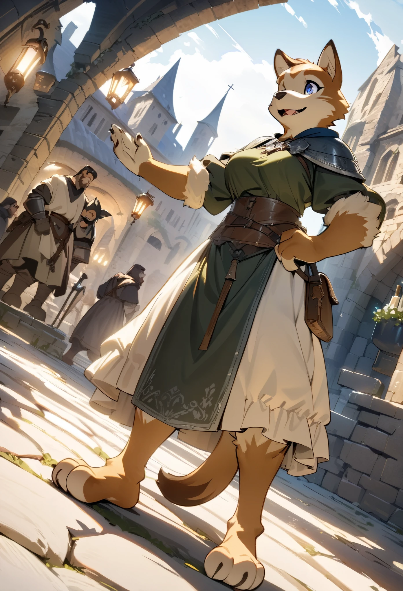 dynamic angle, top quality, best quality, High-quality illustrations, masterpiece, super high resolution, detailed background, detailed background, alchemist, medieval Europe, chandelle, absurdres, perfect anatomy, expression, good lighting, cinematic shadow(kemono, furry anthro),