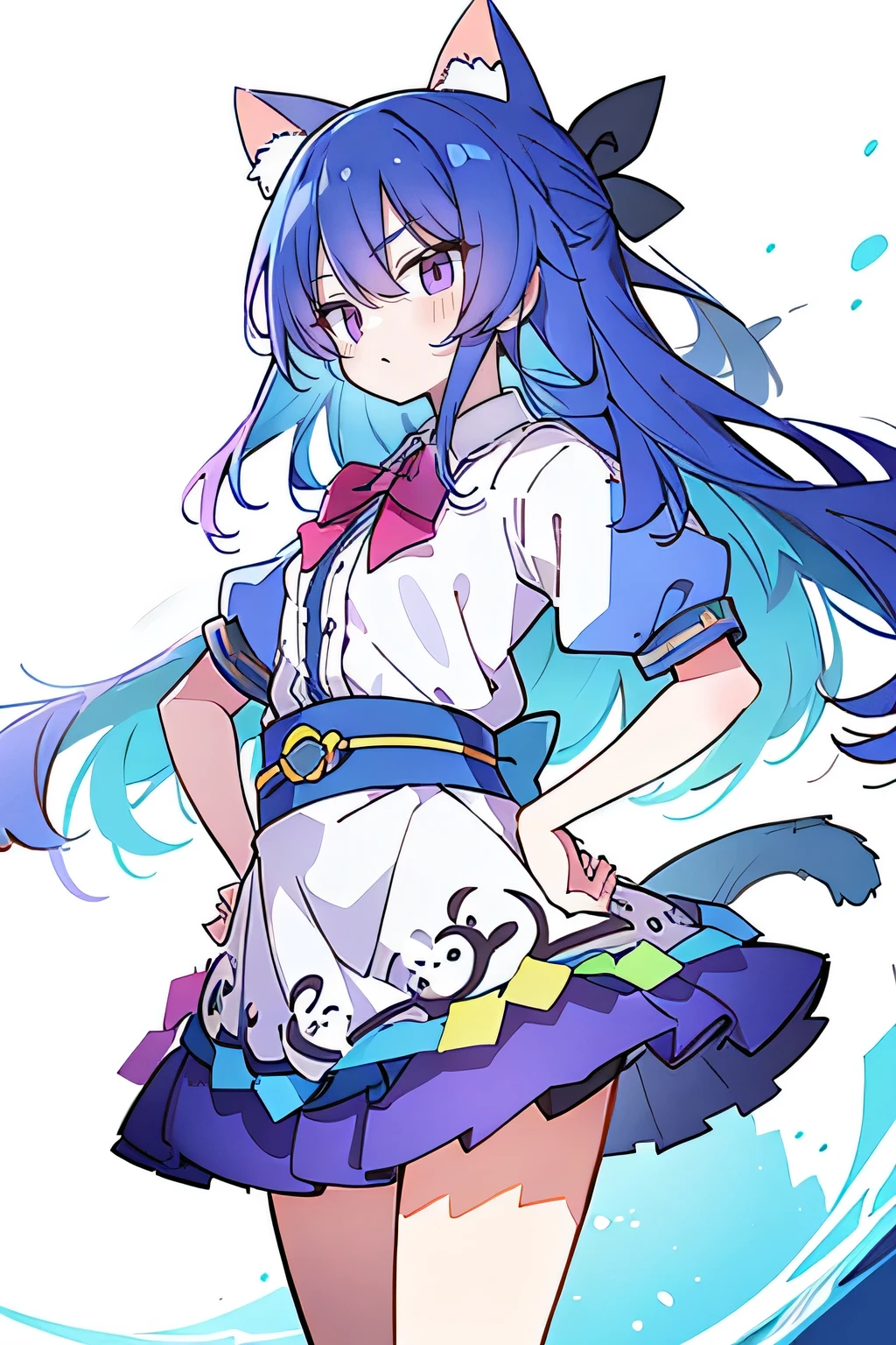 (masterpiece),best quality, expressive eyes, perfect face, 1girl,
Put your hands on your waist,fair, Gorgeous,Japanese cartoons,girl,lola,Hina Angel, blue hair, blue haired, floating clothes,Grab your waist, Grab your waist, hands on hips , hands on hips,sit, sit on ground, Legs on the ground, flat chest,cat ears,