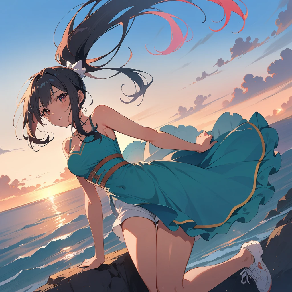 jump wad nudist、Torn clothes are scattered around、Unstable buoyancy sandstorm、amazing dynamism、great angle、