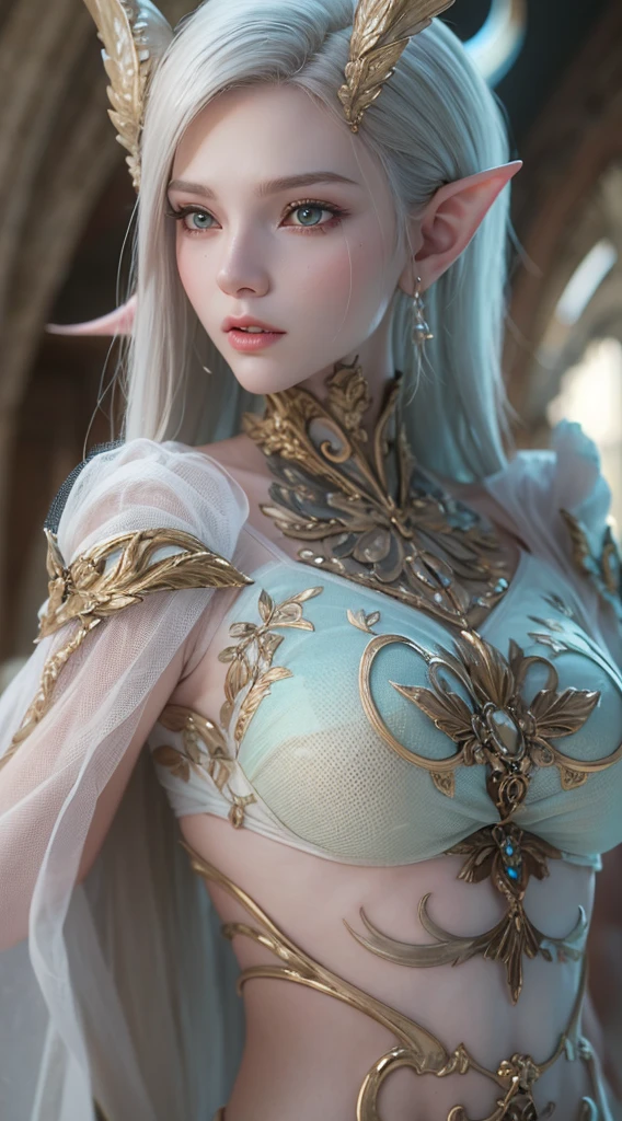 Close-up de uma garota com uma espada,corpo completo , personagem de fantasia ultra-detalhado, intrincado lindo estilo CGI anime, female demon suitable for white horns, fantasia de detalhe 4K, Iconic character of high detail, handsome biomechanical elf, personagem de fantasia complexa, High detail and very sharp and intricate art. octan render, 3D rendering 8K character art , deserto , Ruins of a castle