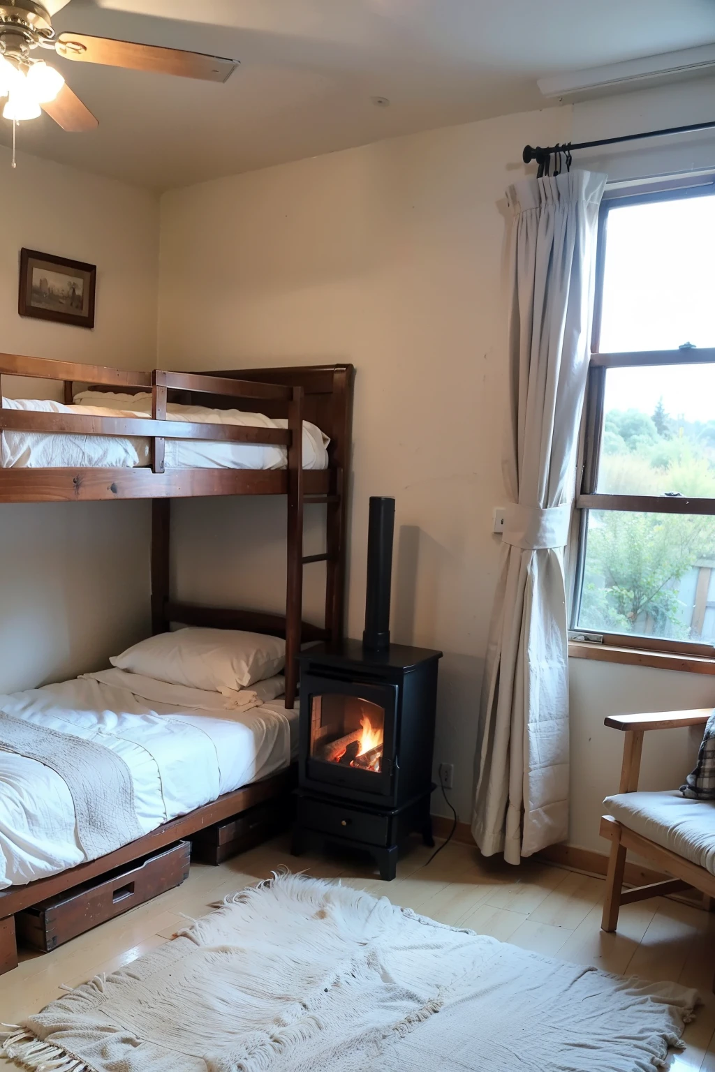 Cozy dormitory,Fire stove,old house,,Bunk beds,Quilt,Clean and tidy,warmth,