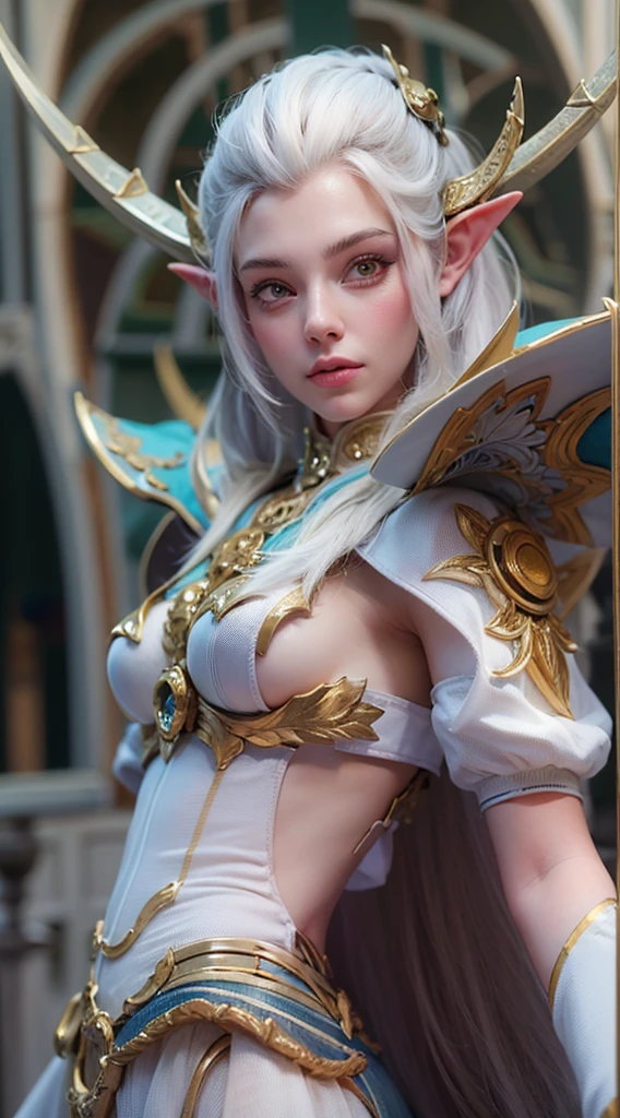 Close-up de uma garota com uma espada,corpo completo , personagem de fantasia ultra-detalhado, intrincado lindo estilo CGI anime, female demon suitable for white horns, fantasia de detalhe 4K, Iconic character of high detail, handsome biomechanical elf, personagem de fantasia complexa, High detail and very sharp and intricate art. octan render, 3D rendering 8K character art , deserto , Ruins of a castle