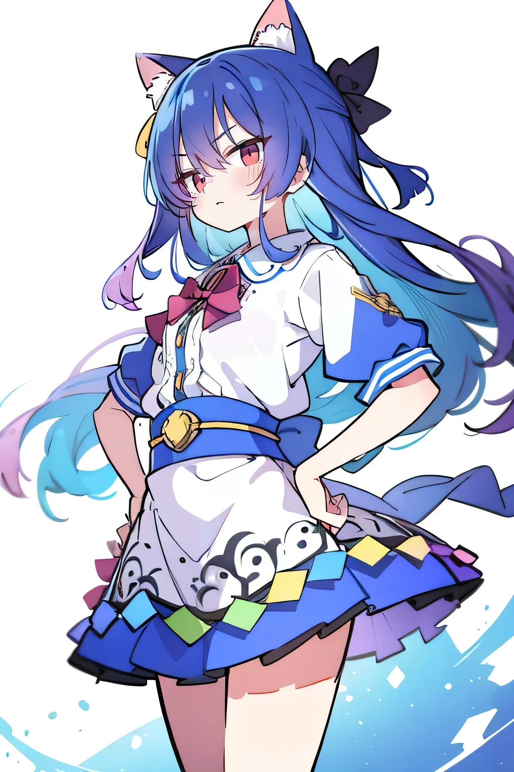 (masterpiece),best quality, expressive eyes, perfect face, 1girl,
Put your hands on your waist,fair, Gorgeous,Japanese cartoons,girl,lola,Hina Angel, blue hair, blue haired, floating clothes,Grab your waist, Grab your waist, hands on hips , hands on hips,sit, sit on ground, Legs on the ground, flat chest,cat ears,