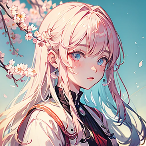 high resolution Anime-style illustrations and Two-dimensional beautiful girl cherry blossoms pink color