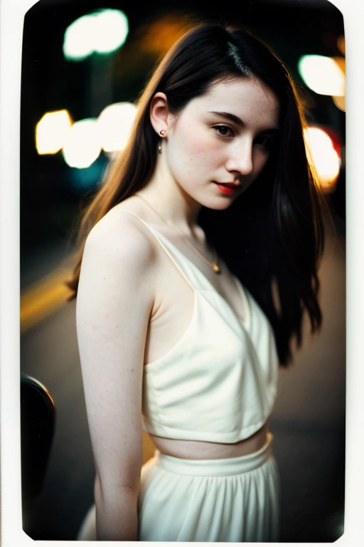polaroid photo, night photo, photo of 24 y.o beautiful woman, pale skin, bokeh, motion blur