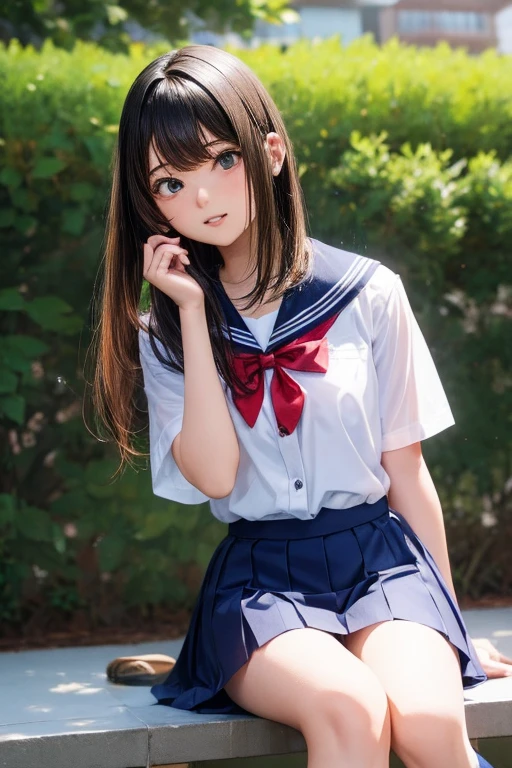 (masterpiece, Highest quality:1.2), one person&#39;s, alone,Bony body、、ferry, ((Long Hair)), ferryBase, ((Knee socks)), Exposing shoulders, ((jewelry)), ((No sleeve)), White Dress, Red Skirt, ((gloves)), Up to the thighs, 