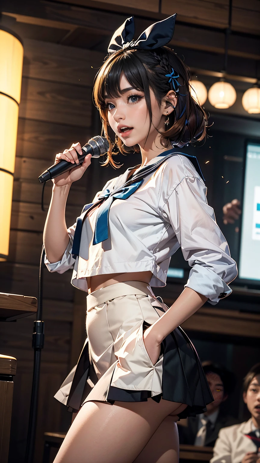 topless, (White-Panty:1.32), (Colorful Skirts:1.1), Navy Blue Skirt, Clear cute big nipples, 　, Straight bangs, Medium Hair、Shrine maiden, NUDE, , 、Show your nipples properly from the front、Japanese high school girl like in the photo,　Pale-skinned girl, , , necklace, (15 years old:1.3), , , ,, 8k, , Plain eyes、, realistic breasts, , realistic girl, beautiful girl、kawaii junior high school student、I am studying, Brown Hair、Cheerleader、ribbon、, ｱｲﾄﾞﾙｽﾃｰｼﾞ, NUDE, smile, Showing teeth, (Nipples protrude:1.3),　Take off your white shirt, The background is an idle stage, sit, (spread-legs:1.33)