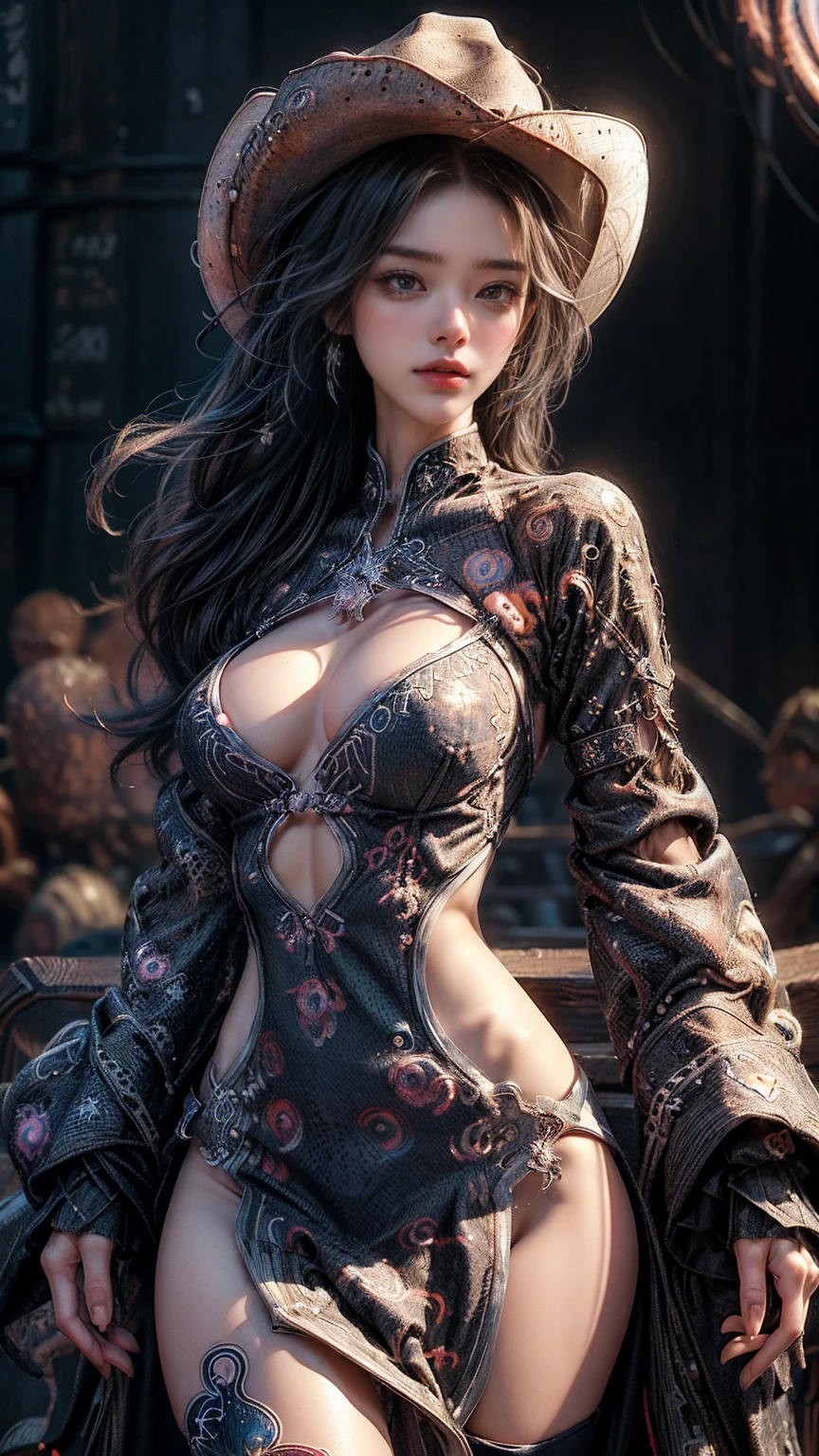 Raw,8k uhd,highest detailed, 1 lady supercuteness, (perfect details of fingers),(looking at the camera),approaching perfection, dynamic,highly detailed,digital painting, artstation,concept art,smooth,sharp focus,illustration, energetic brushwork, bold colors, expressive, emotional, official art,unity 8k wallpaper,ultra detailed, beautiful and aesthetic,(zentangle, mandala, tangle, entangle),(fractal art:1.3),1girl,(medium breasttremely detailed,(cowboyshot:1.5),elegant,a brutalist designed,vivid colours, romanticism,