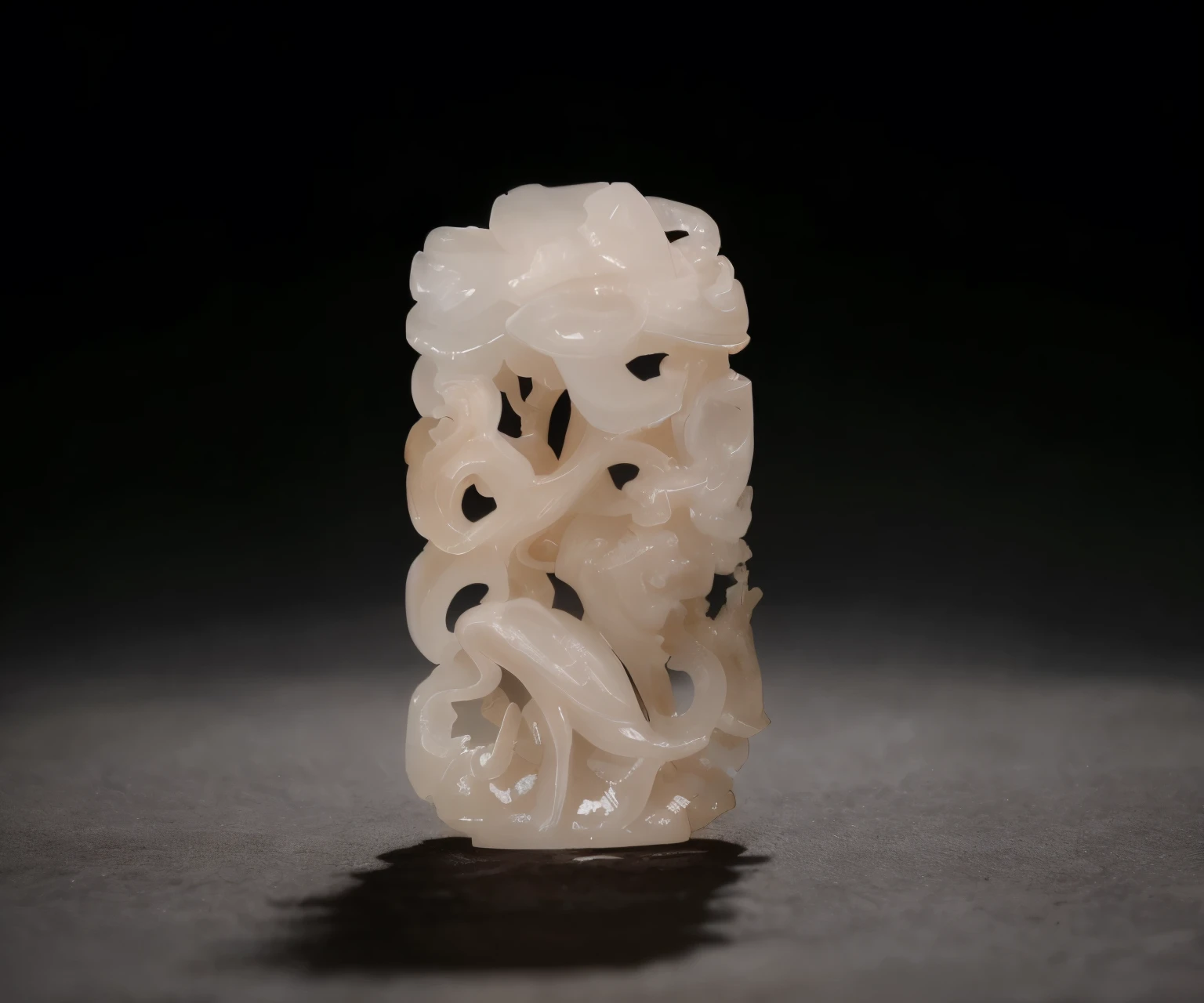 Close-up of a white jade carved amulet with crane pattern
