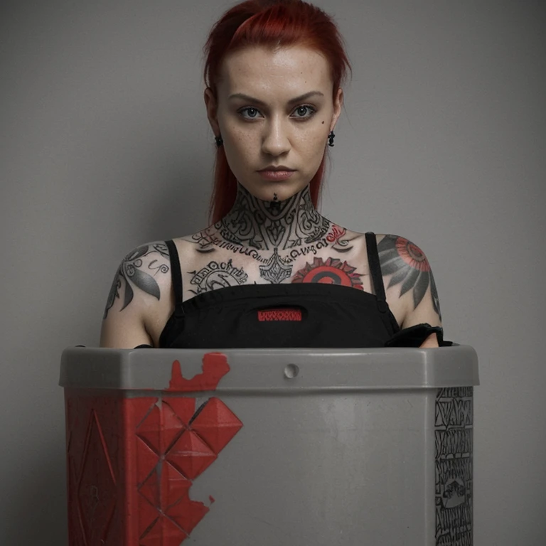 Epic realistic red and black geometric polska trash tattoo