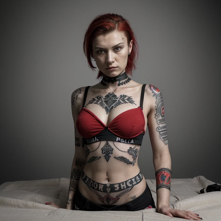 Epic realistic red and black geometric polska trash tattoo