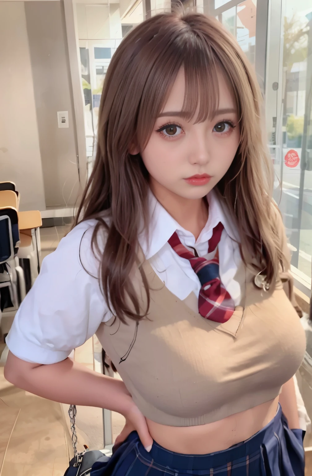 (panties), (school uniform:1.2),Loose socks, Spread your legs,Wide Hips, ((Sensual;1.5)), Gal, (Anatomically correct,),masterpiece, highest quality, RAW Photos, Photorealistic, face, Unbelievably ridiculous, beautiful girl, cute, Blunt bangs, Written boundary depth, High resolution, 超detailedな, detailed, ighly detailedd, extremely detailedd eye and face, Sharp pupils, Realistic student, Sharp focus, Cinema Lighting, pale and tanned skin,alone,woman,(Wavy Hair,Blonde),Glamour, Big Breasts,Sunburn marks on tanned skin