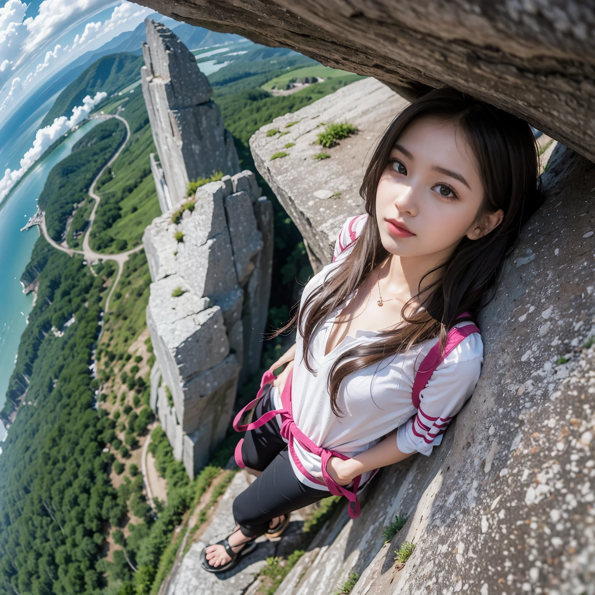 Girl standing on a cliff