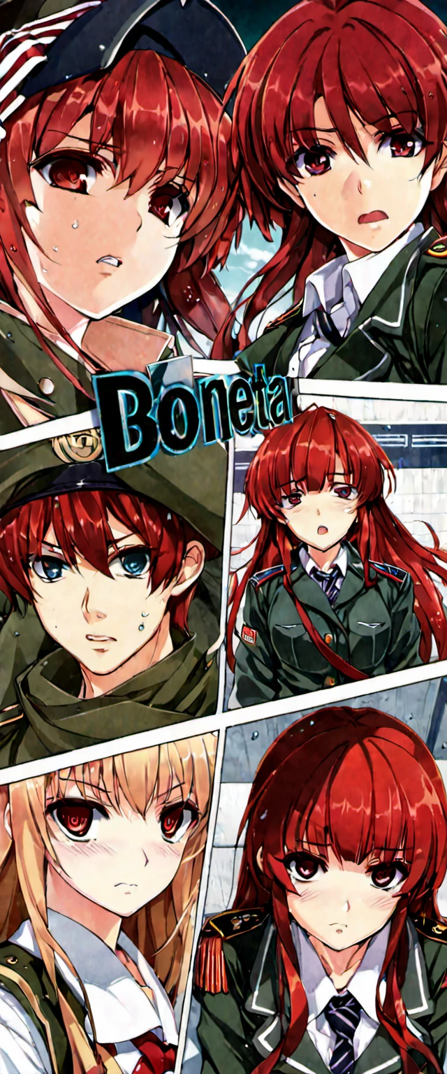 anime girl 1, soldier, high school girl, red hair, conjunctivitis, girl’s frontline