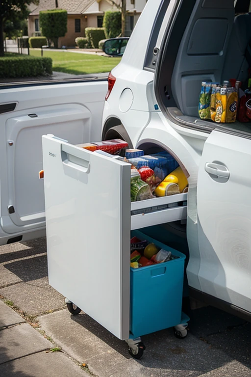 a fridge installed into a car