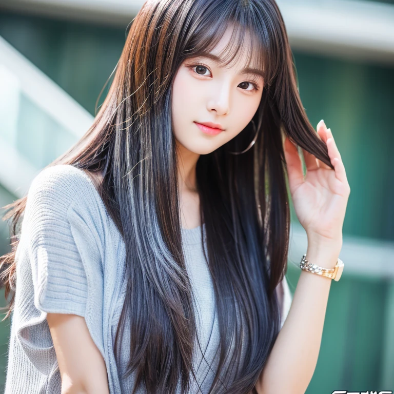 It's like a Korean idol.a semi-long silver hair.