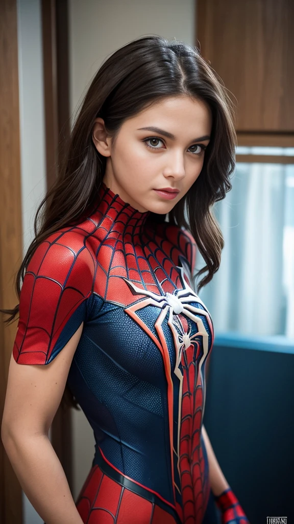 Imagining a brunette dressed in a Spider-Man outfit brings an interesting scene to mind.. She is full of energy and enthusiasm, ready to embrace the superhero spirit. Her locks fall free over her shoulders as she dons the iconic outfit., adapting it to your unique style.

With green eyes shining behind the mask, She embodies Spider-Man&#39;s determination and courage. She might be at a costume party, a themed event or simply having fun at home, recreating classic superhero poses while moving with grace and agility.

His presence as "Morena Aranha" certainly attracts attention and admiration. She&#39;s a perfect combination of strength, charm and elegance, inspiring everyone around him with his determination and fearless spirit.

Be in search of justice, enfrentando desafios ou simplesmente se divertindo, our brunette as Spider-Man is an impressive figure who shows that we can all be heroes in our own way.





