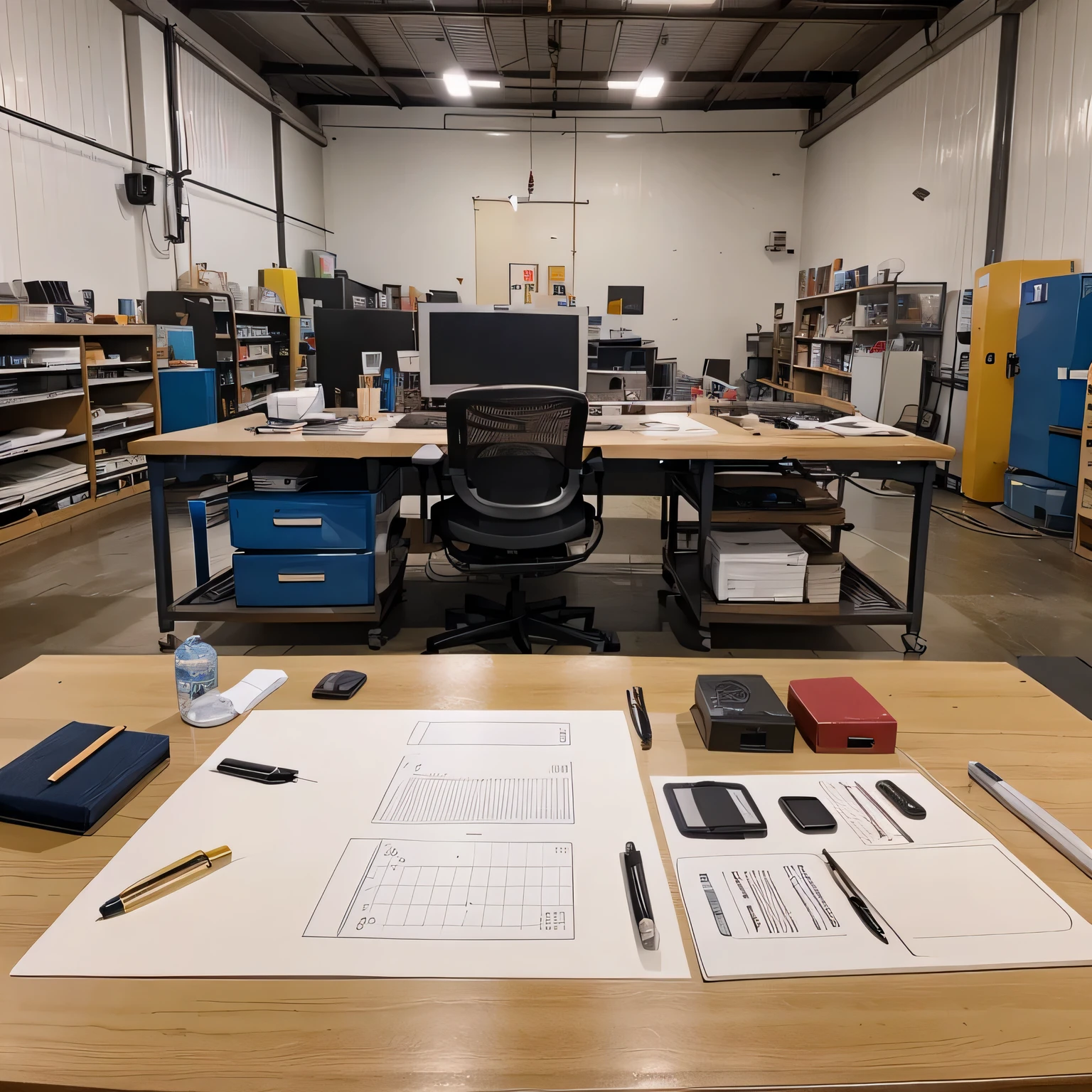 Make a lay out area for production of stationary products