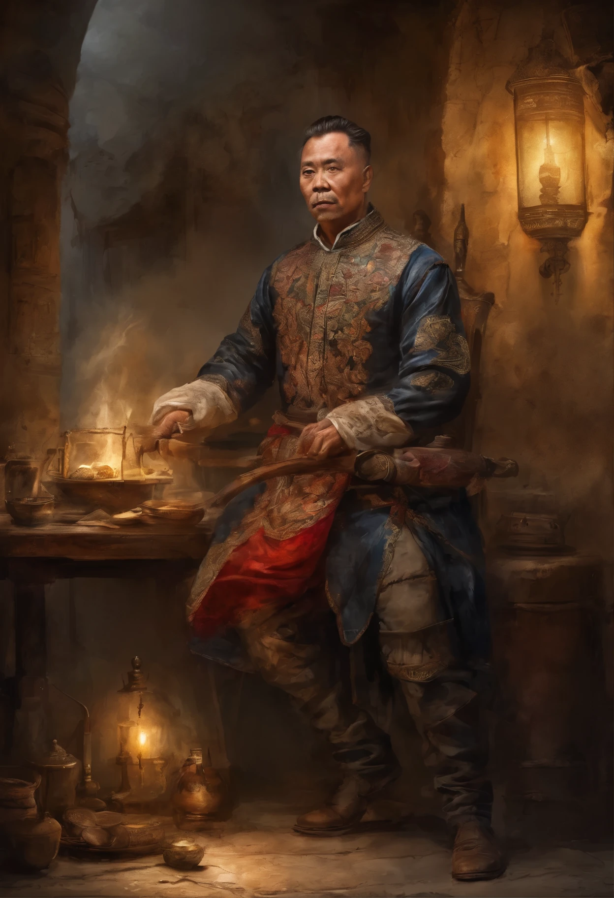 HighestQuali, Dramatic lighting, menacing posture, Fierce expression, Epic atmosphere, (((Full body shot))),Xuanwu, ((Intricate details)), hdr, ((Intricate details, ultra - detailed)), Incandescent Lamps, cinema shot, Vignette, Bokeh effect Baker ground,  (Full body shot).