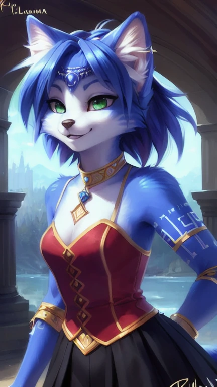 A beautiful and detailed (sweet portrait) von ((Krystal)), Sternenfuchs Krystal, Schlank, liebenswert, Green eyes, Small breasts, lange haare, Raumanzug, Dekollete, Grinsen, hoch schauen,, Anthro, Pelzig, holografischer Bildschirm, Hochgeladen E621, detailed flauschige fur, (von Fluff-Kevlar, Bayard Wu, personalami, Pino Daeni), detailliertes Gesicht, (flauschige), 1girl, Allein
