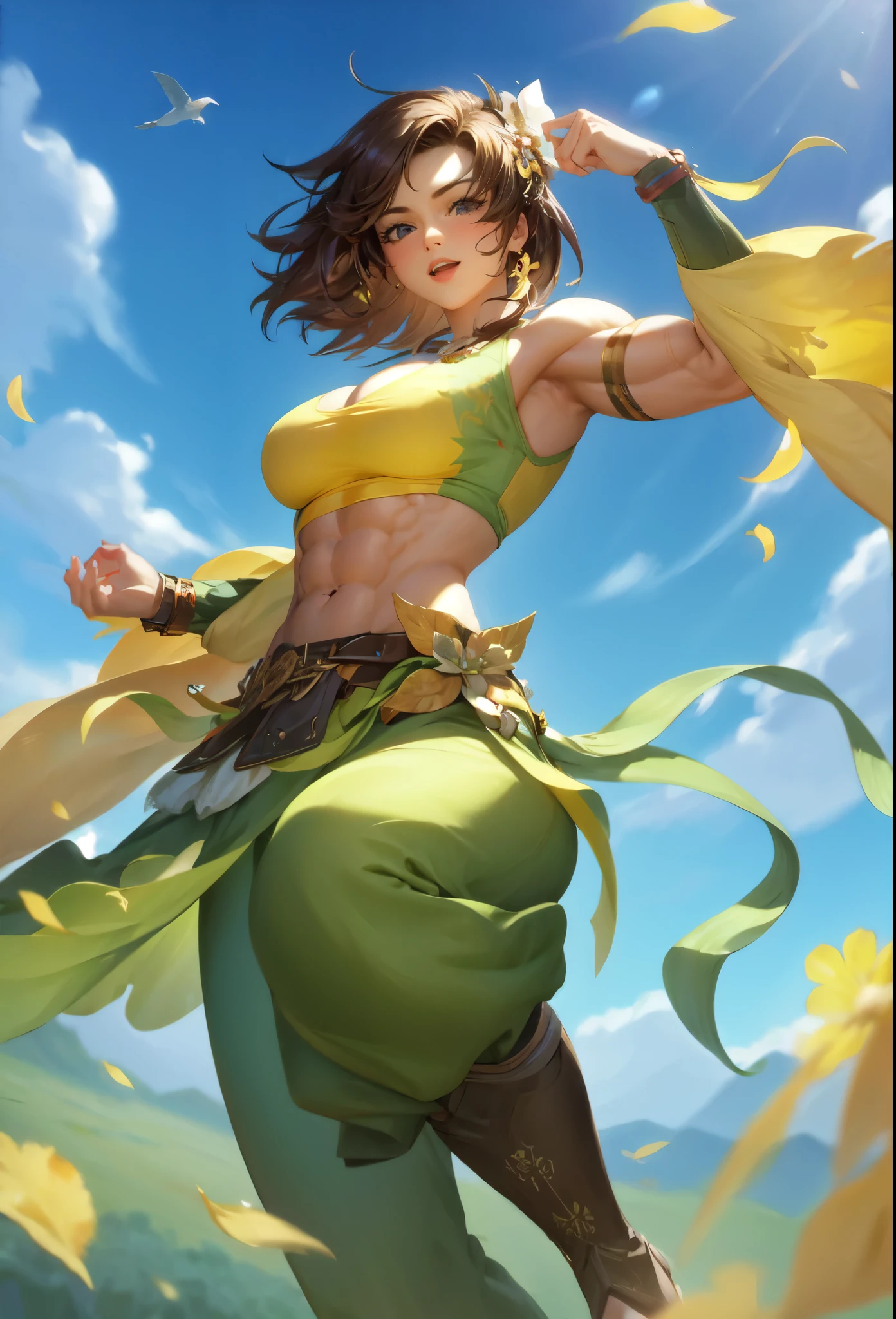 (masterpiece, best quality:1.2), 1girl, ,girl,beautiful face, , alternate muscle size,,muscular ,abs,biceps,
