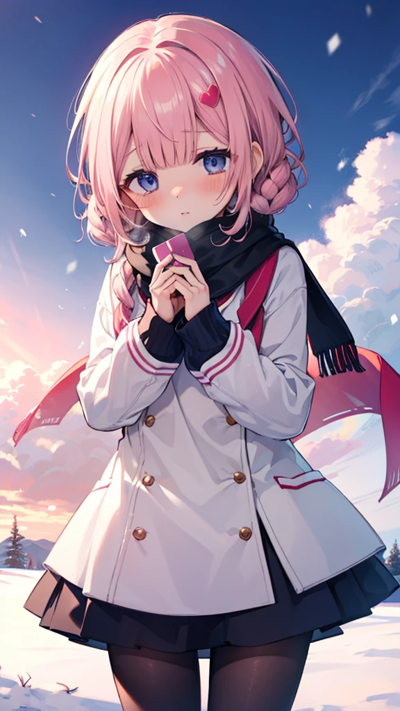 、、Shyness、blush、embarrassing、blush、、、skirt、snow原、、snow、cold、scarf、scarfを巻く、降snow高解像度、Full HD、8K quality、、、droopy eyes、、、eye highlights、lively eyes、clear eyes、beautiful eyeouth、avert your eyes、embarrassing、blush、、eye highlights、、、eye highlights、めちゃくちゃbeautiful eyes、Black tights with pink lines、、、Stretch your hands out in front of you、Handing、ものをhand over、valentine&#39;s day、チョコレートをhand over、heart、confession、hand over、give、reach out to the front、両手でgive、bow、please、entreaty、Top of the head