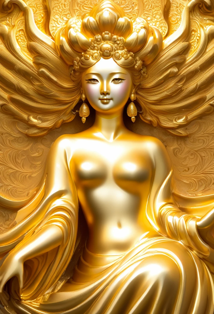 1girl, Gold Leaf Art, goldcarvingcd_xl, jinsixiangyun, traditional, golden, Gold Foil Art, gold leaf,gilded details,shimmering surface,meticulous craftsmanship,rich texture,ornate patterns,hand-applied gold leaf,golden accents,delicate brushwork,reflective surfaces,luxurious finish,breathtaking beauty,meticulous detailing,elegant composition,fine art masterpiece,visual opulence,vibrant colors,glowing golden hue,dramatic contrast,subtle shine,golden radiance,exquisite craftsmanship,gleaming surfaces,richly layered,illumination quality,baroque influences,refined elegance,luminous highlights,rich and regal,unparalleled luxury,artistic magnificence,timeless beauty,self-reflective surfaces,polished luminosity,lustrous appearance,dazzling brilliance,opulent aesthetic,opulent opulence,limitless beauty,decorative embellishments,unmatched elegance,celestial luminosity,heavenly glow,fine brushstrokes,delicate intricacy,detailed precision,exquisite artistry,dazzling exuberance,unparalleled grandeur,luxurious embellishments,illuminating radiance,dynamic texturing