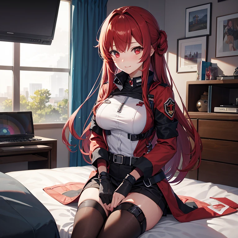 anime girl 1, soldier, high school girl, red hair, red eyes, girl’s frontline ,ecchi