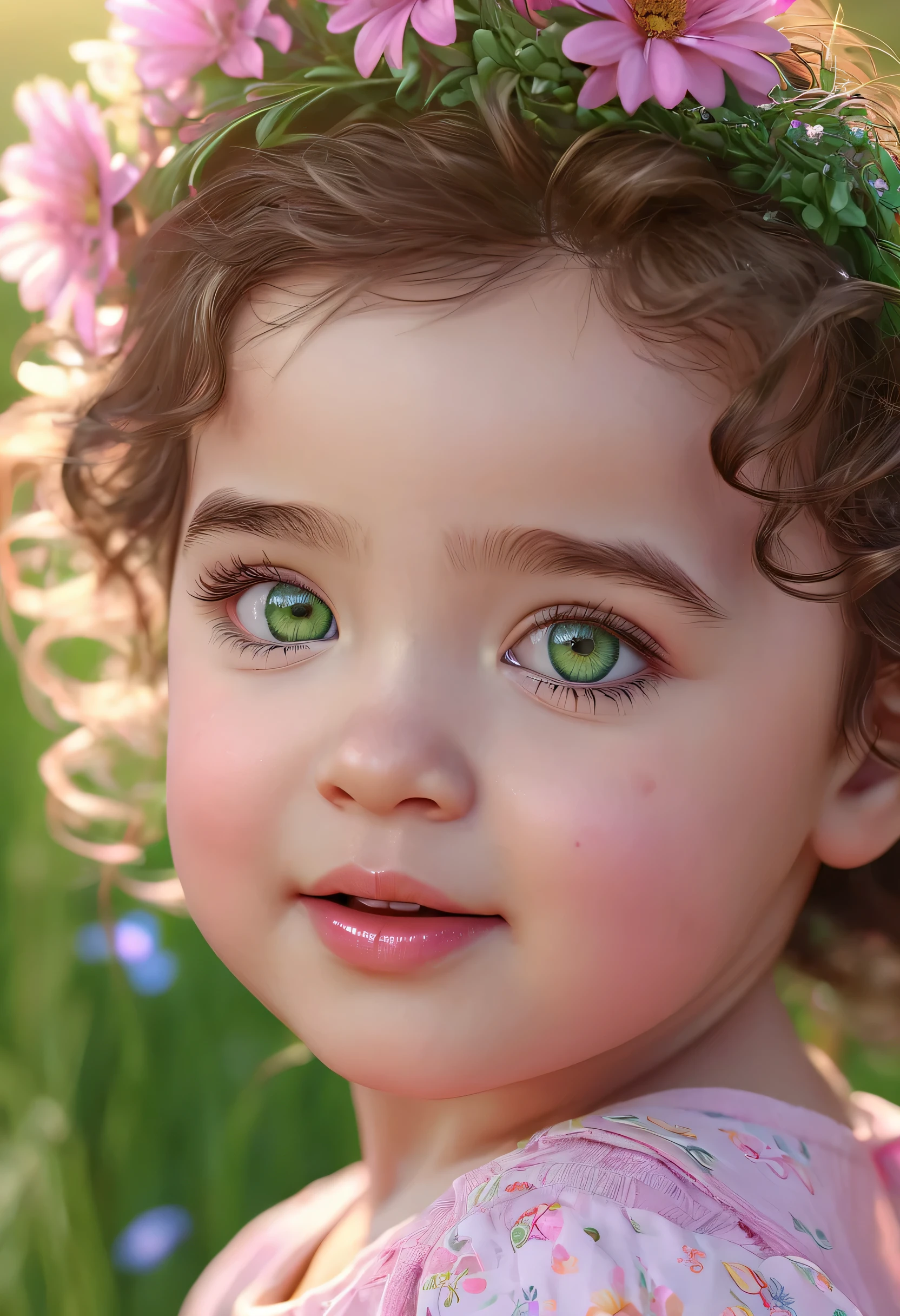 Stable Diffusion prompt: cute adorable girl,beautiful detailed eyes,beautiful detailed lips,extremely detailed eyes and face,long eyelashes,(best quality,4k,8k,highres,masterpiece:1.2),ultra-detailed,(realistic,photorealistic,photo-realistic:1.37),soft and smooth skin,innocent expression,curly hair,child's laughter,playful posture,colorful sunshine,green grass,lovely flowers,butterfly,joyful atmosphere,twinkling eyes,happy smile,pink cheeks,stylish outfit,childhood memories,loving embrace,warm sunlight,magical aura,sparkling imagination,whimsical background,happiness and innocence,vibrant colors,tender affection,adoring parents,memorable moments,blissful scene,creative artwork,fairy tale dream,cherished innocence,joyful exploration,pure love and happiness