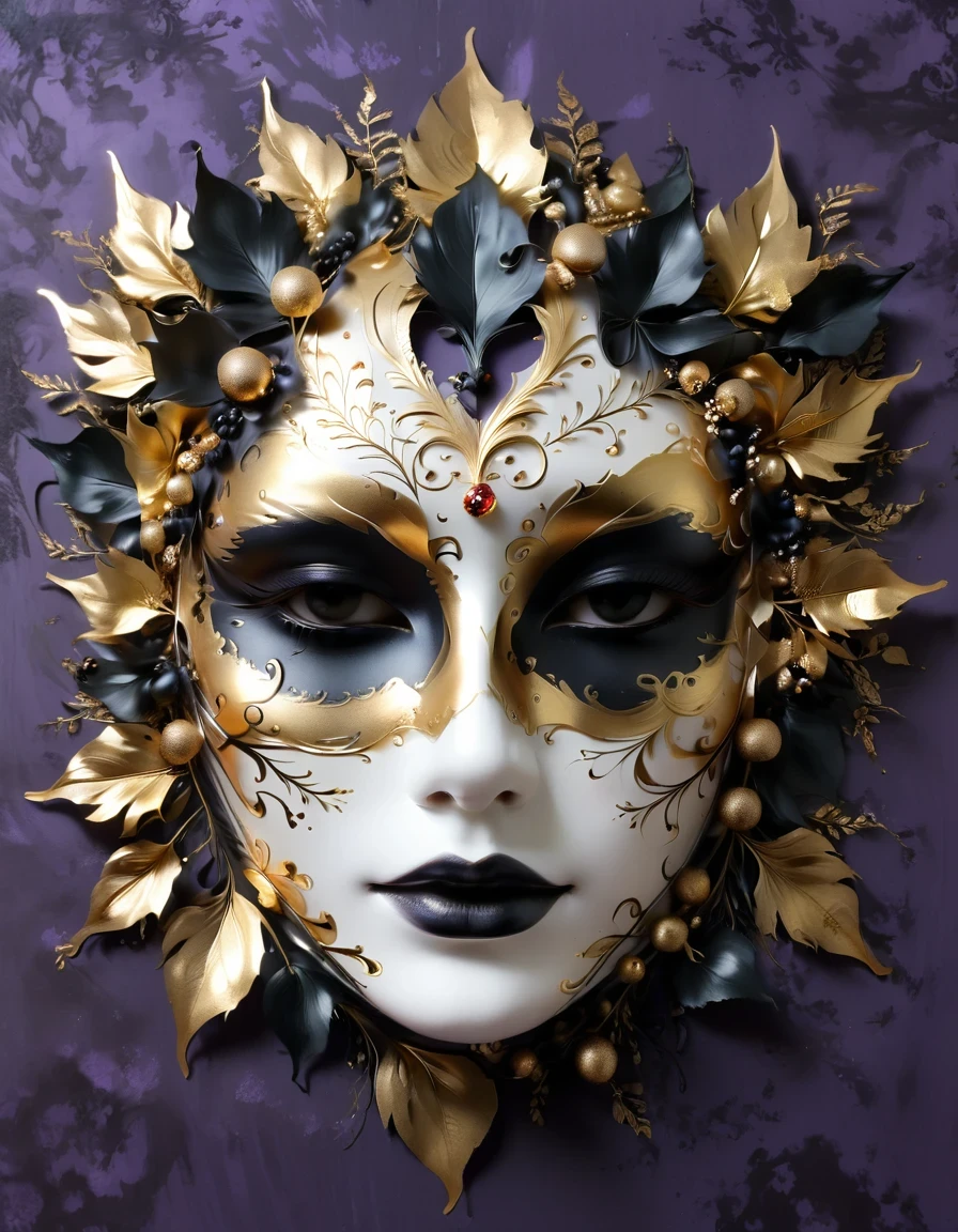 gold leaf art,mask,goth girl