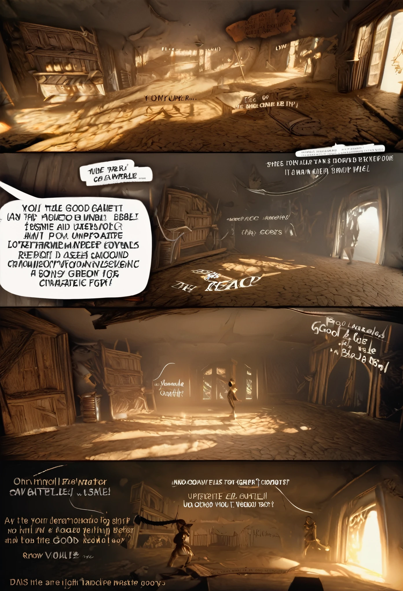 cover page, highres, paid reward available, unparalleled masterpiece, terrifying tale, Hansel and Gretel perfect anatomy, good lighting, volumetric lighting, cinematic shadow, assorted angles, full body, upper shot, dynamic angle(boys comic-like panel layouts, speech balloon, English text, Hand-drawn sound effects stickers used in battle comic),