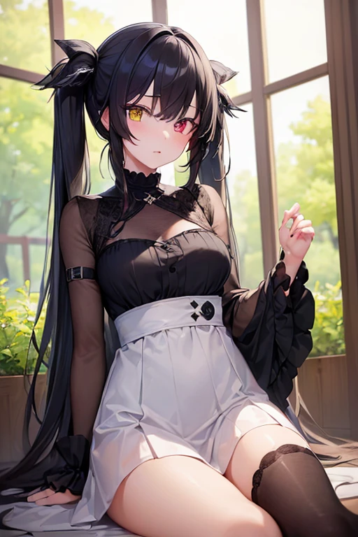 (masterpiece),(best quality),(official art, extremely detailed CG unity 8k wallpaper),(highly detailed),(absurdres),(8k resolution),(crossdressing:2),cat girl,solo,(slit pupils),nude,:p,cat ears,drooling,light frown,blush stickers,seductive smile,hair over shoulder,black hair,crossed bang,sock dangle,